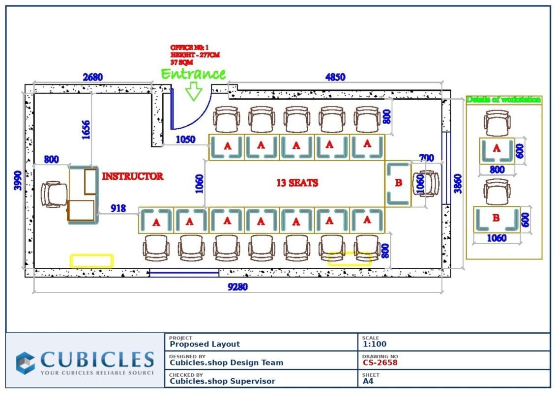Professional office cubicle layout floor plan CS-2658 by Cubicles.shop