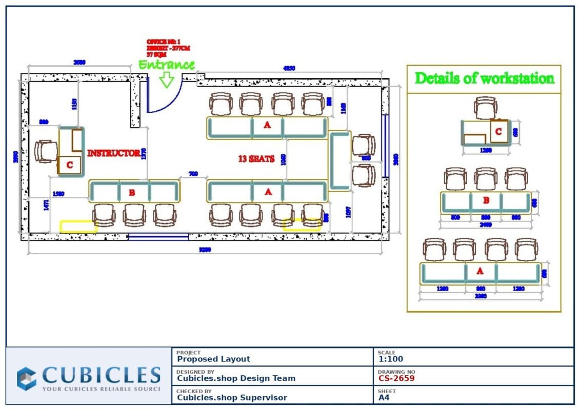 Professional office cubicle layout floor plan CS-2659 by Cubicles.shop