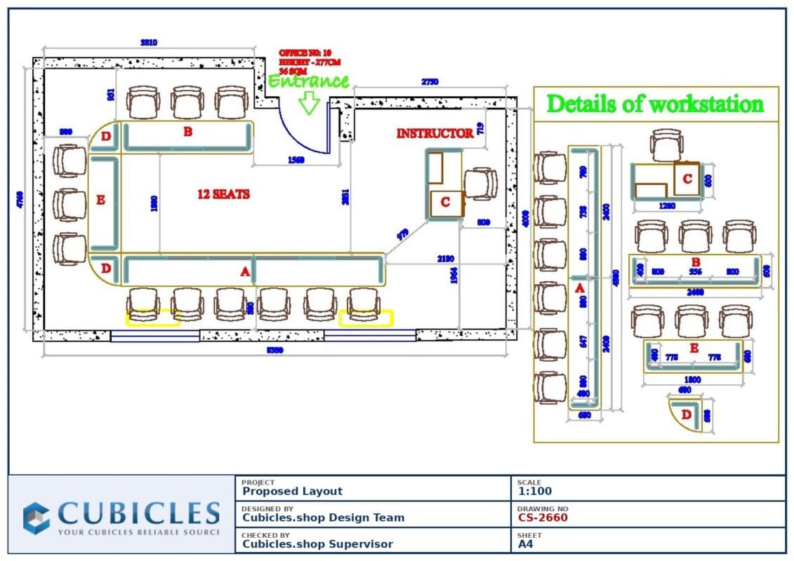 Professional office cubicle layout floor plan CS-2660 by Cubicles.shop