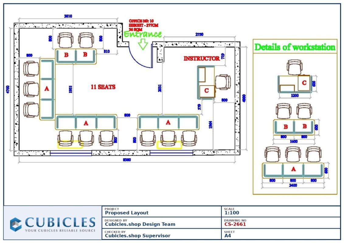 Professional office cubicle layout floor plan CS-2661 by Cubicles.shop