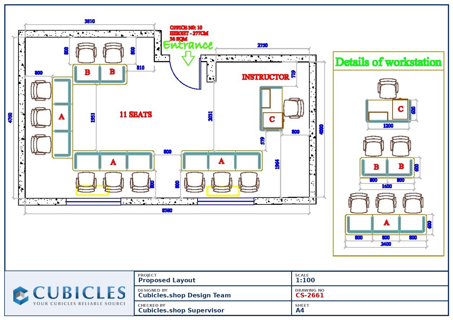 Cubicles-CS-2661 Professional office cubicle layout floor plan CS-2661 by Cubicles.shop