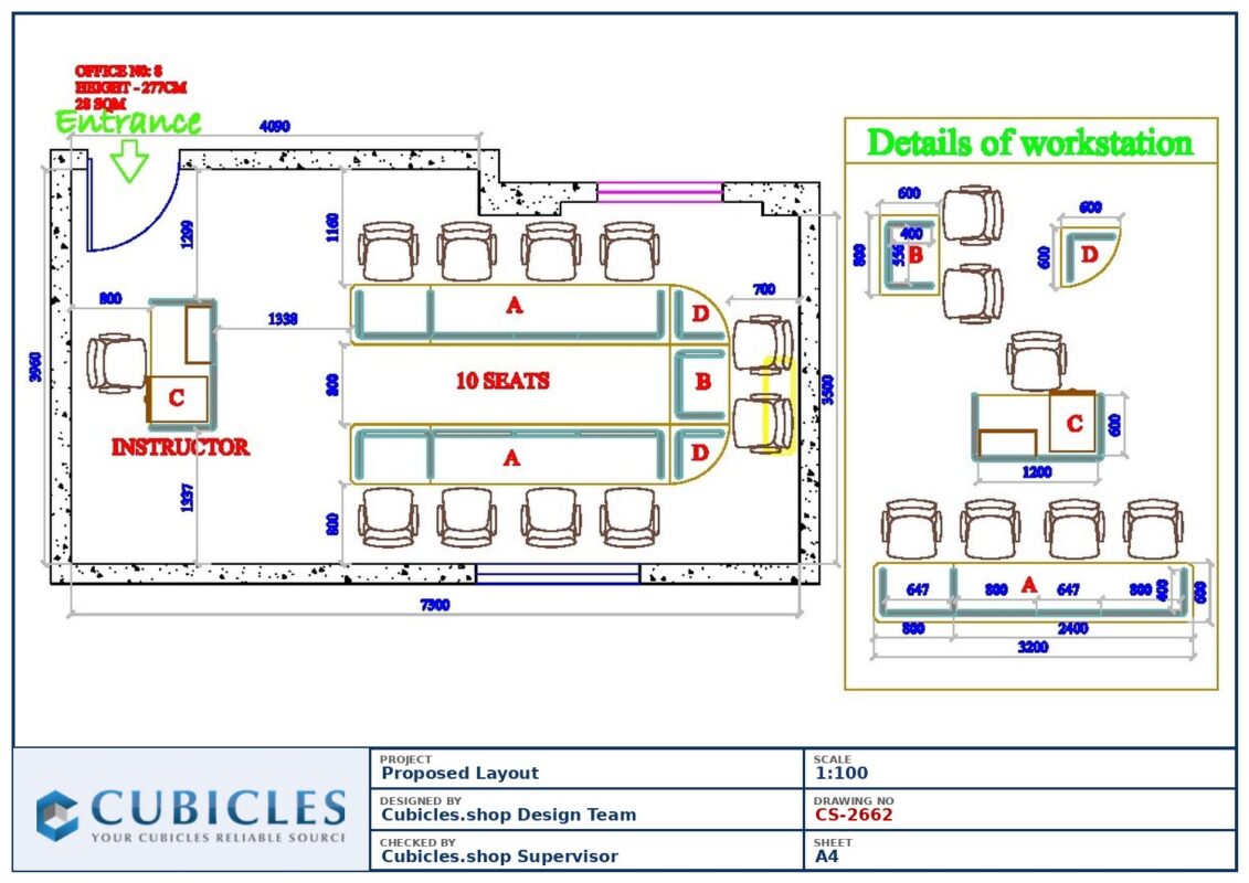 Professional office cubicle layout floor plan CS-2662 by Cubicles.shop