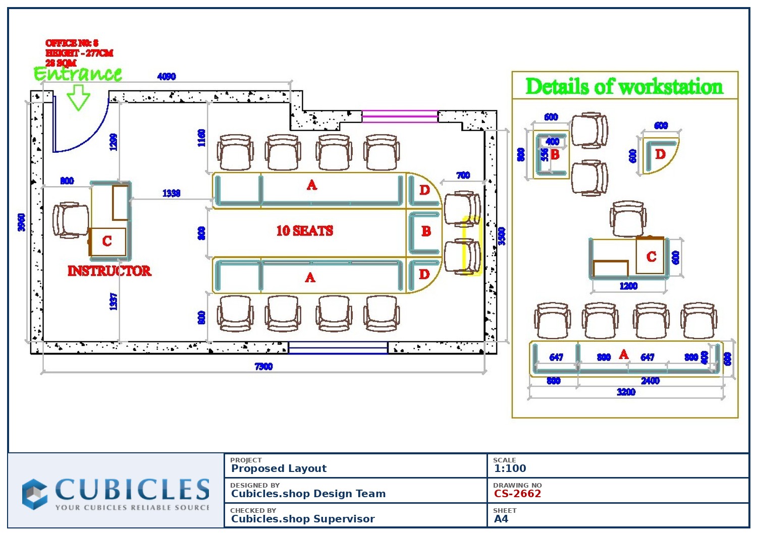 Cubicles-CS-2662 Professional office cubicle layout floor plan CS-2662 by Cubicles.shop