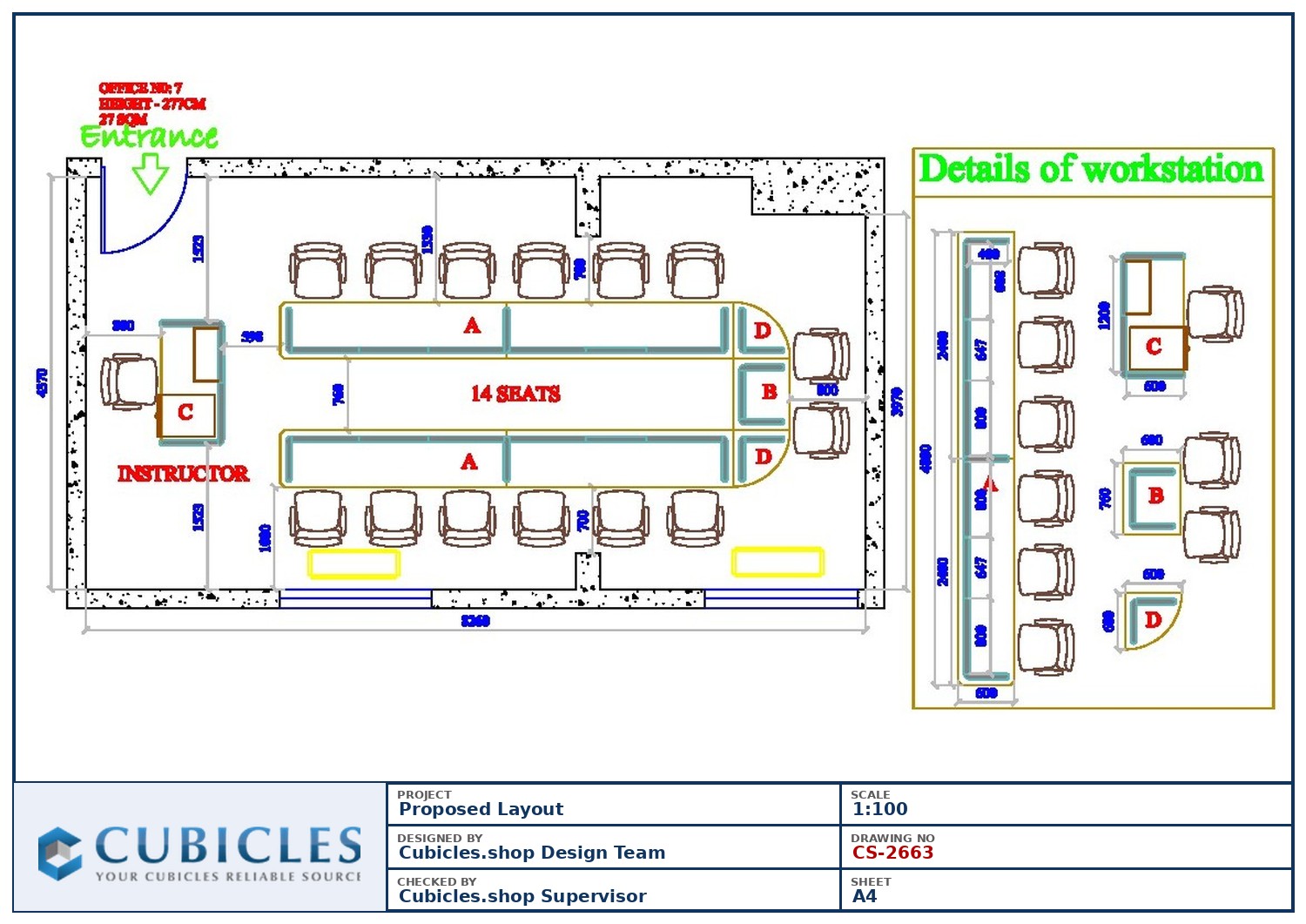 Cubicles-CS-2663 Professional office cubicle layout floor plan CS-2663 by Cubicles.shop