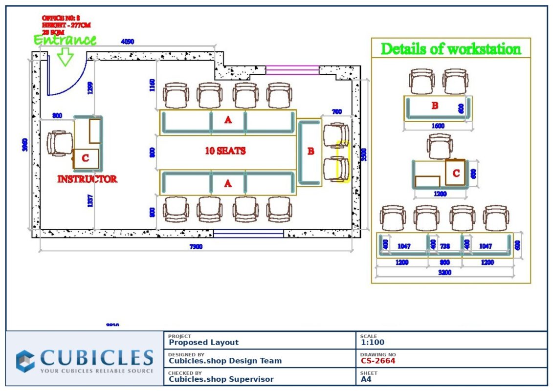 Professional office cubicle layout floor plan CS-2664 by Cubicles.shop