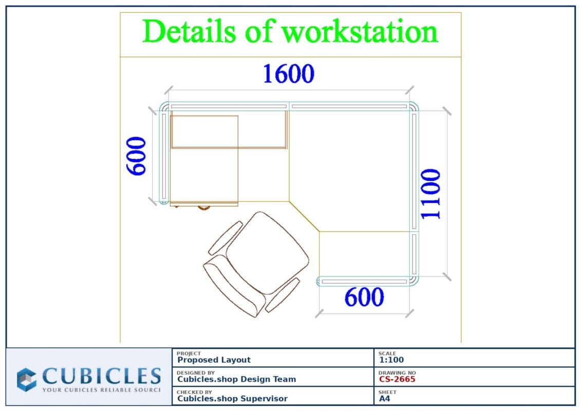 Professional office cubicle layout floor plan CS-2665 by Cubicles.shop