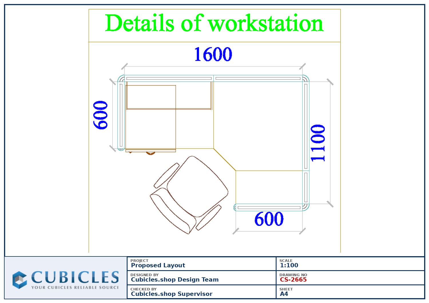 Cubicles-CS-2665 Professional office cubicle layout floor plan CS-2665 by Cubicles.shop