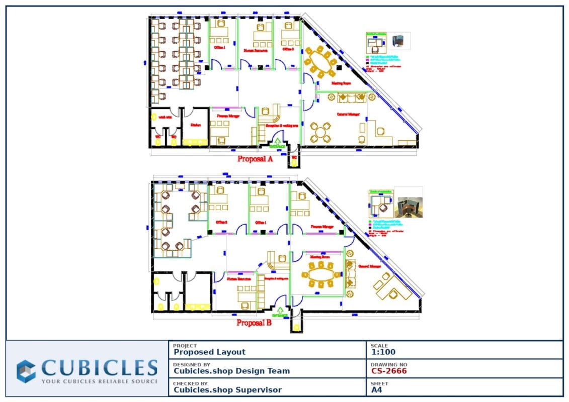 Professional office cubicle layout floor plan CS-2666 by Cubicles.shop