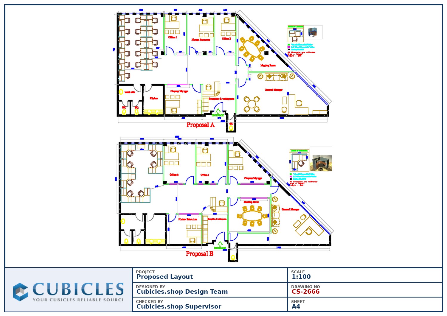 Cubicles-CS-2666 Professional office cubicle layout floor plan CS-2666 by Cubicles.shop