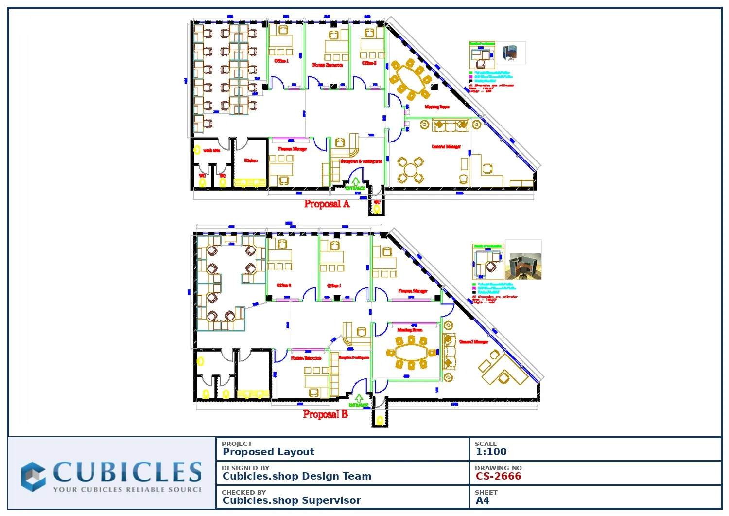 Cubicles-CS-2666 Professional office cubicle layout floor plan CS-2666 by Cubicles.shop