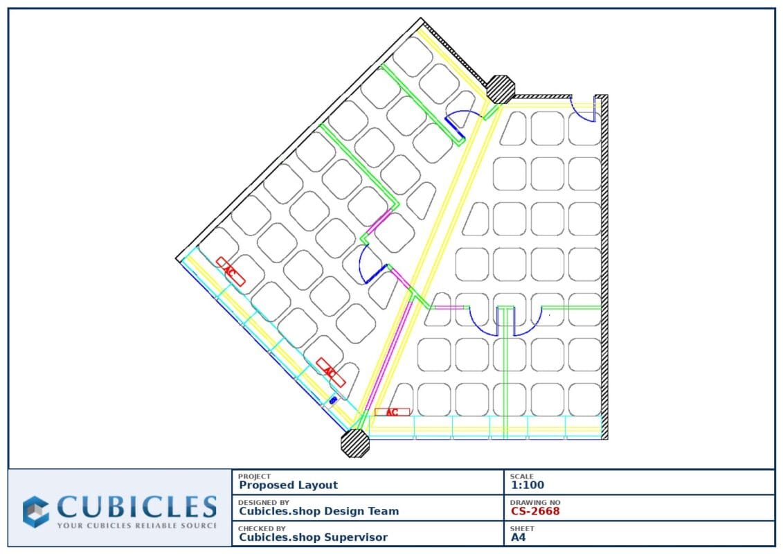 Professional office cubicle layout floor plan CS-2668 by Cubicles.shop