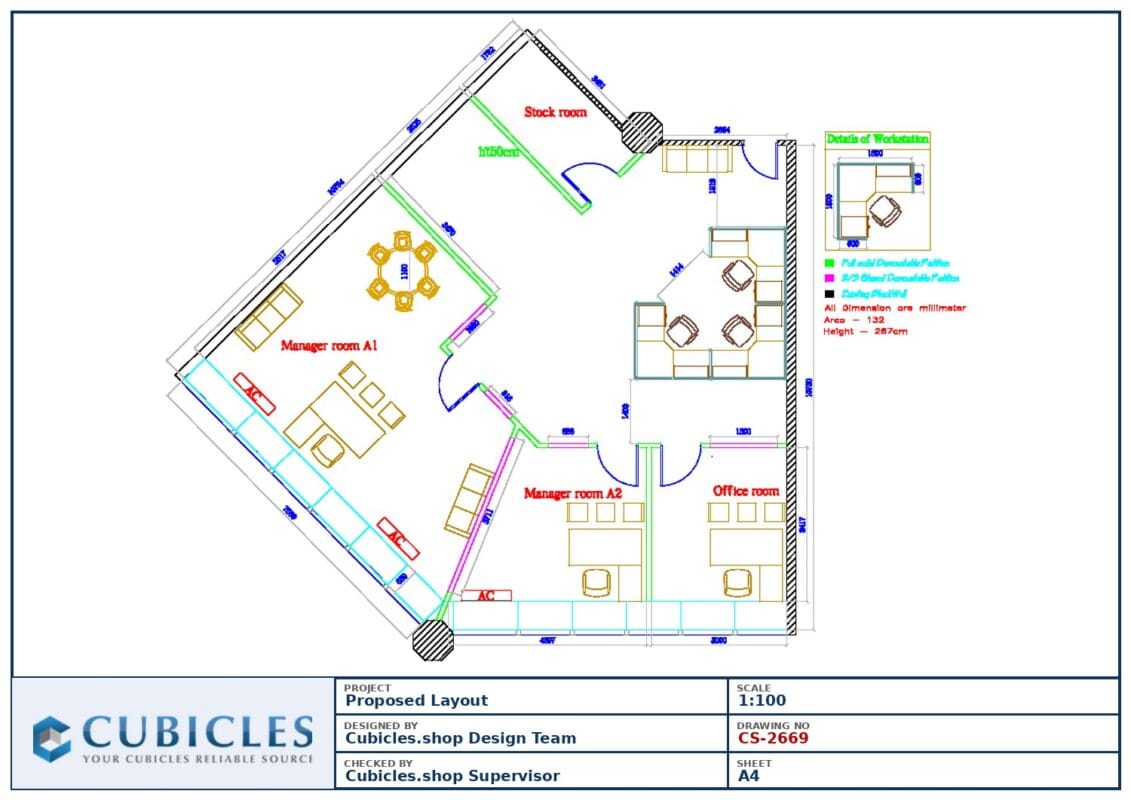 Professional office cubicle layout floor plan CS-2669 by Cubicles.shop