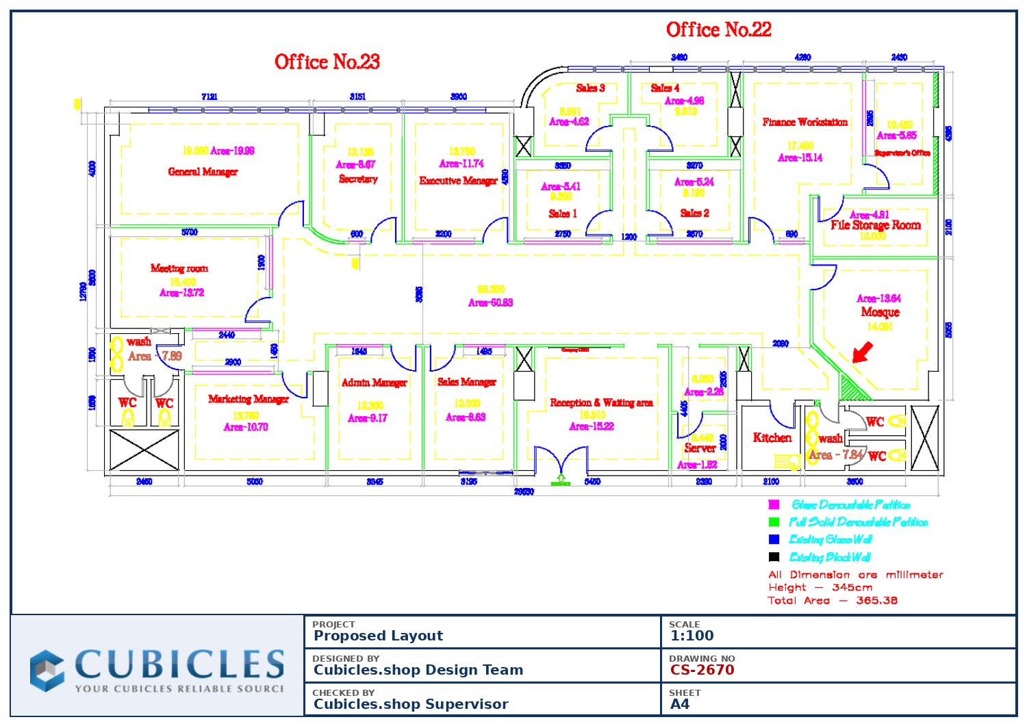 Cubicles-CS-2670 Professional office cubicle layout floor plan CS-2670 by Cubicles.shop