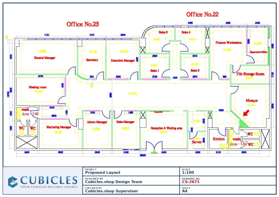 Professional office cubicle layout floor plan CS-2671 by Cubicles.shop
