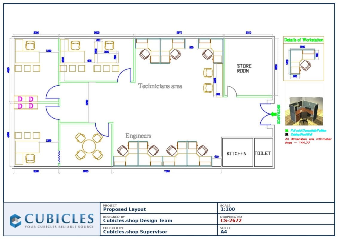 Professional office cubicle layout floor plan CS-2672 by Cubicles.shop