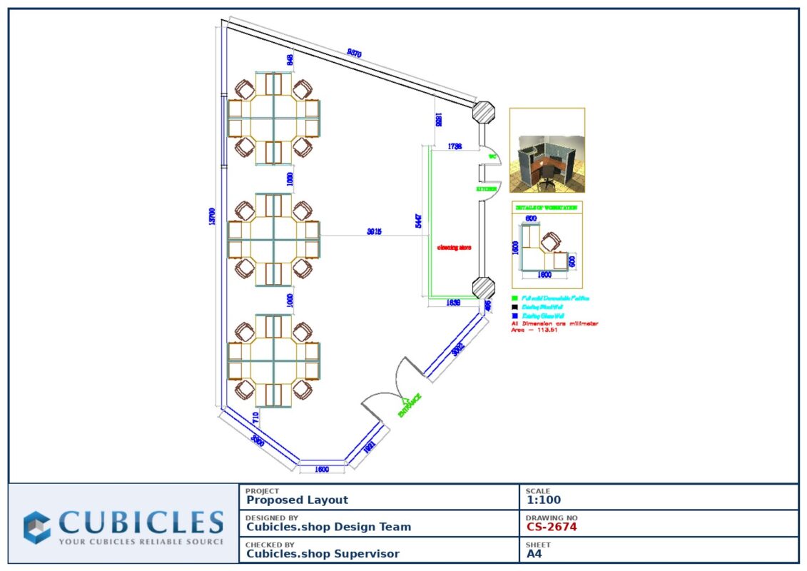 Professional office cubicle layout floor plan CS-2674 by Cubicles.shop