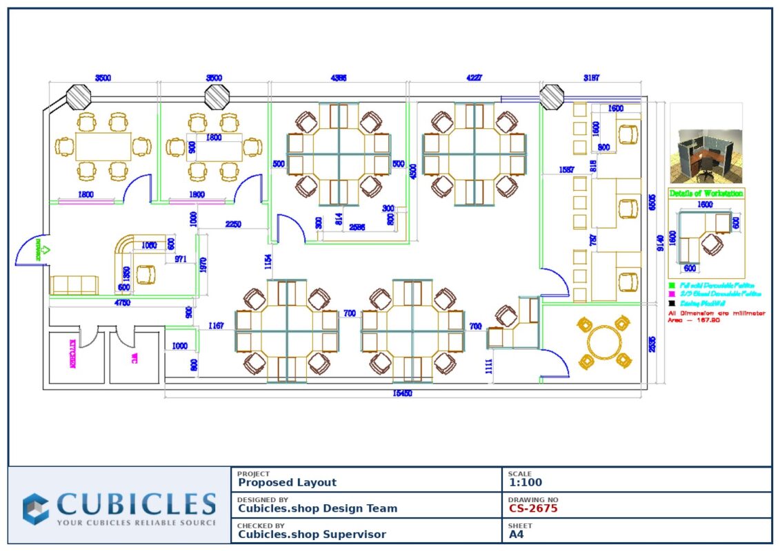 Professional office cubicle layout floor plan CS-2675 by Cubicles.shop