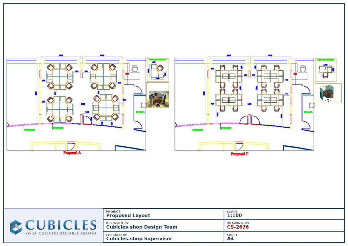 Professional office cubicle layout floor plan CS-2676 by Cubicles.shop