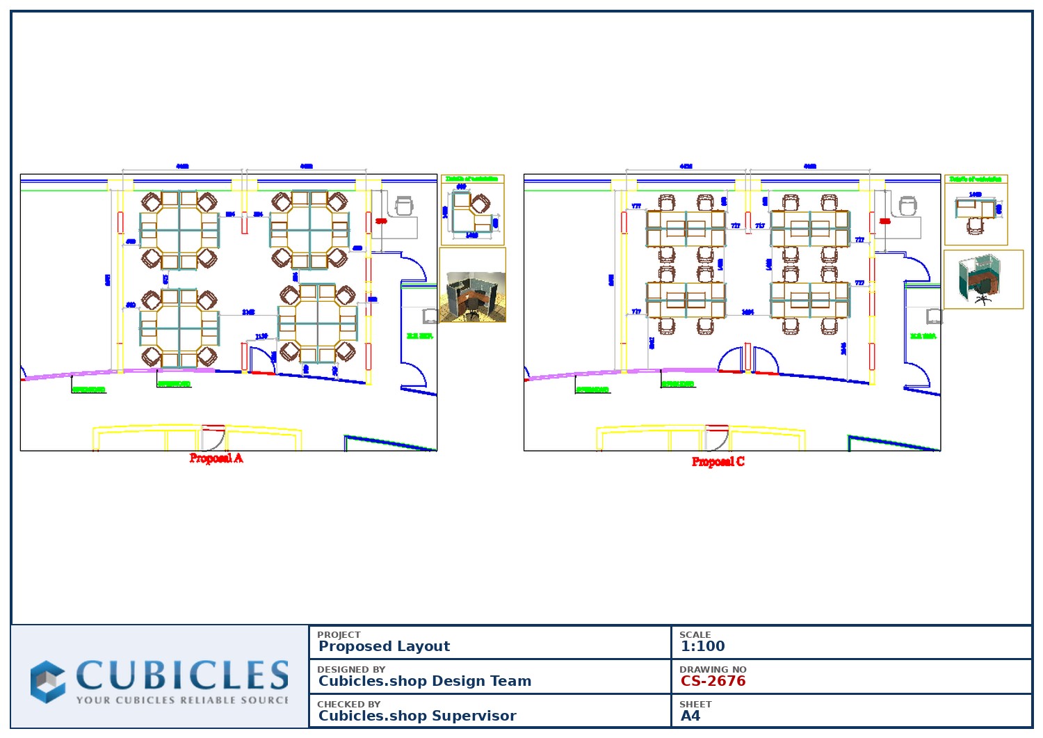 Cubicles-CS-2676 Professional office cubicle layout floor plan CS-2676 by Cubicles.shop