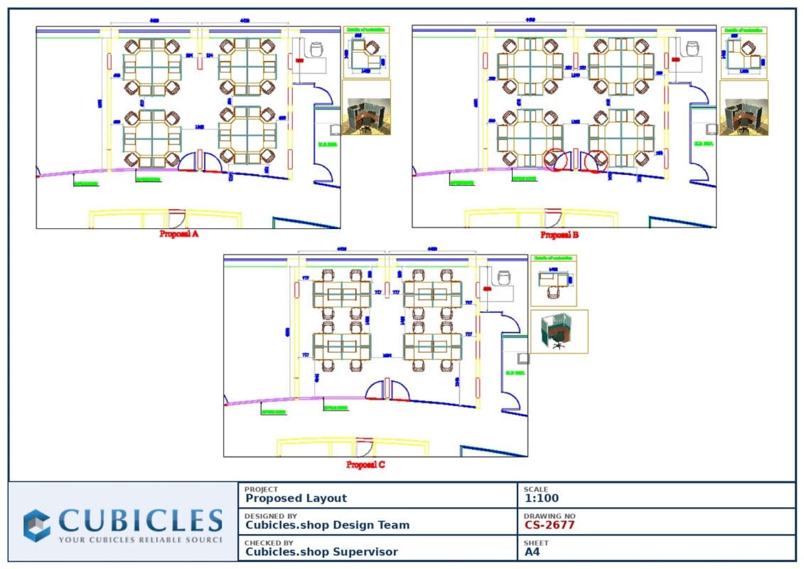 Professional office cubicle layout floor plan CS-2677 by Cubicles.shop