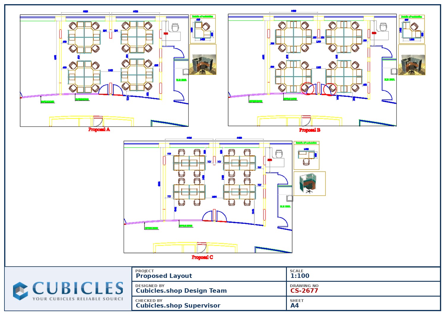 Cubicles-CS-2677 Professional office cubicle layout floor plan CS-2677 by Cubicles.shop