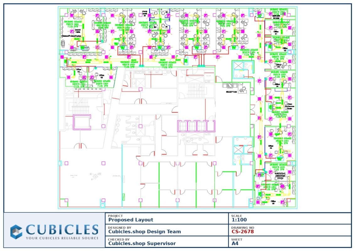 Professional office cubicle layout floor plan CS-2678 by Cubicles.shop