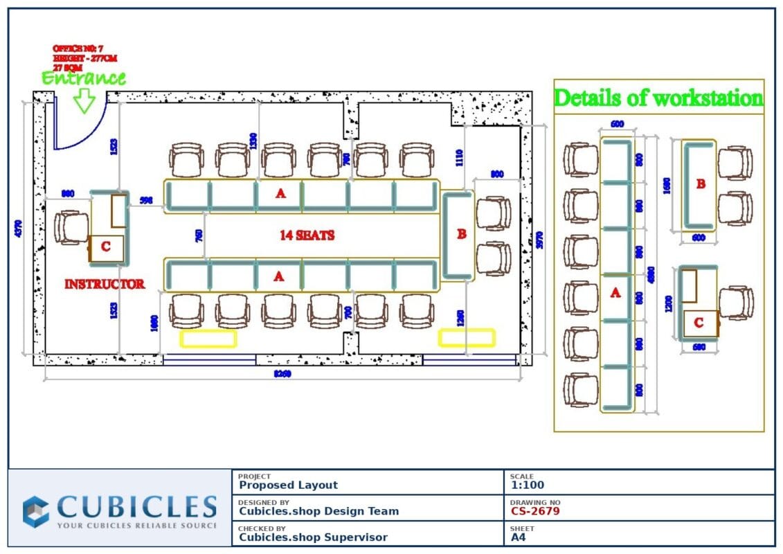 Professional office cubicle layout floor plan CS-2679 by Cubicles.shop