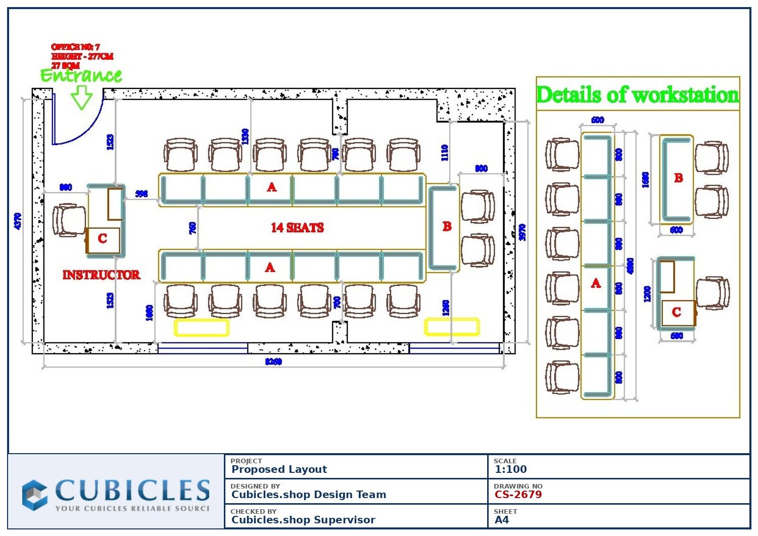 Cubicles-CS-2679 Professional office cubicle layout floor plan CS-2679 by Cubicles.shop