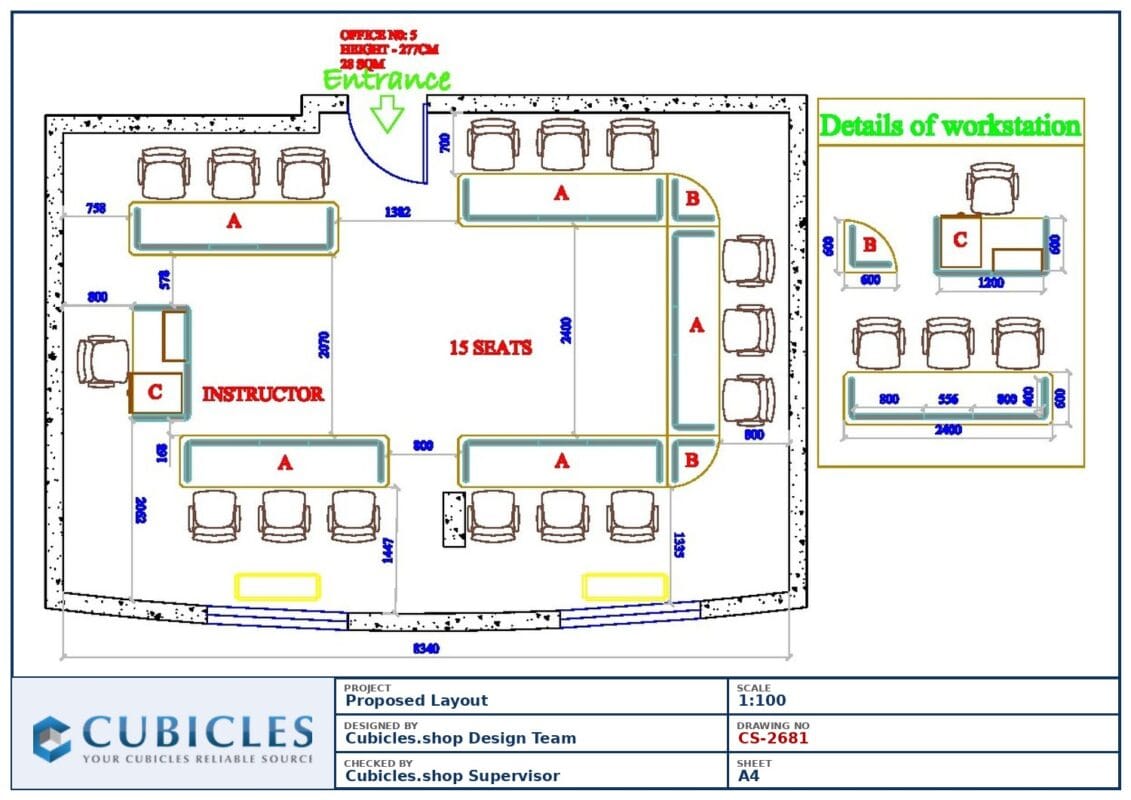 Professional office cubicle layout floor plan CS-2681 by Cubicles.shop