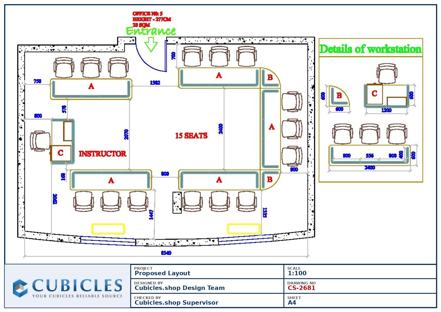 Cubicles-CS-2681 Professional office cubicle layout floor plan CS-2681 by Cubicles.shop