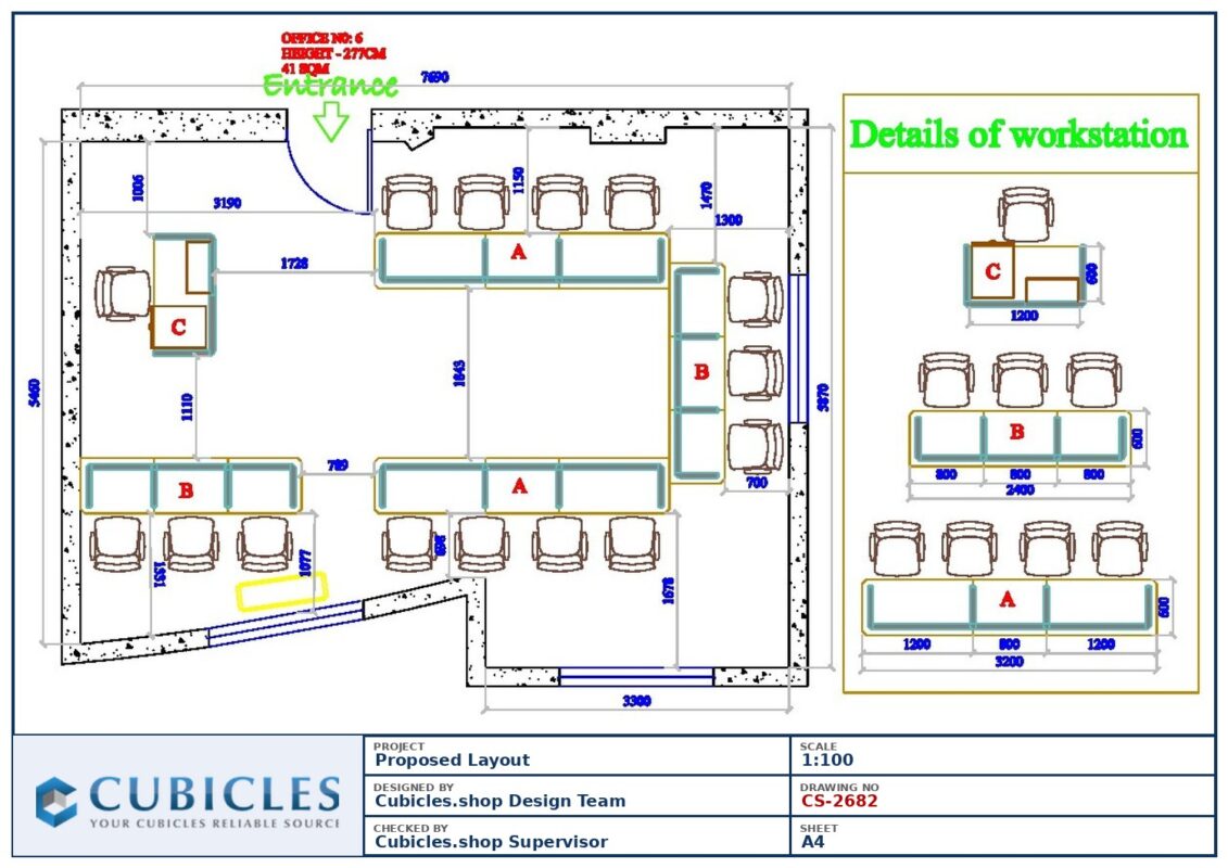 Professional office cubicle layout floor plan CS-2682 by Cubicles.shop