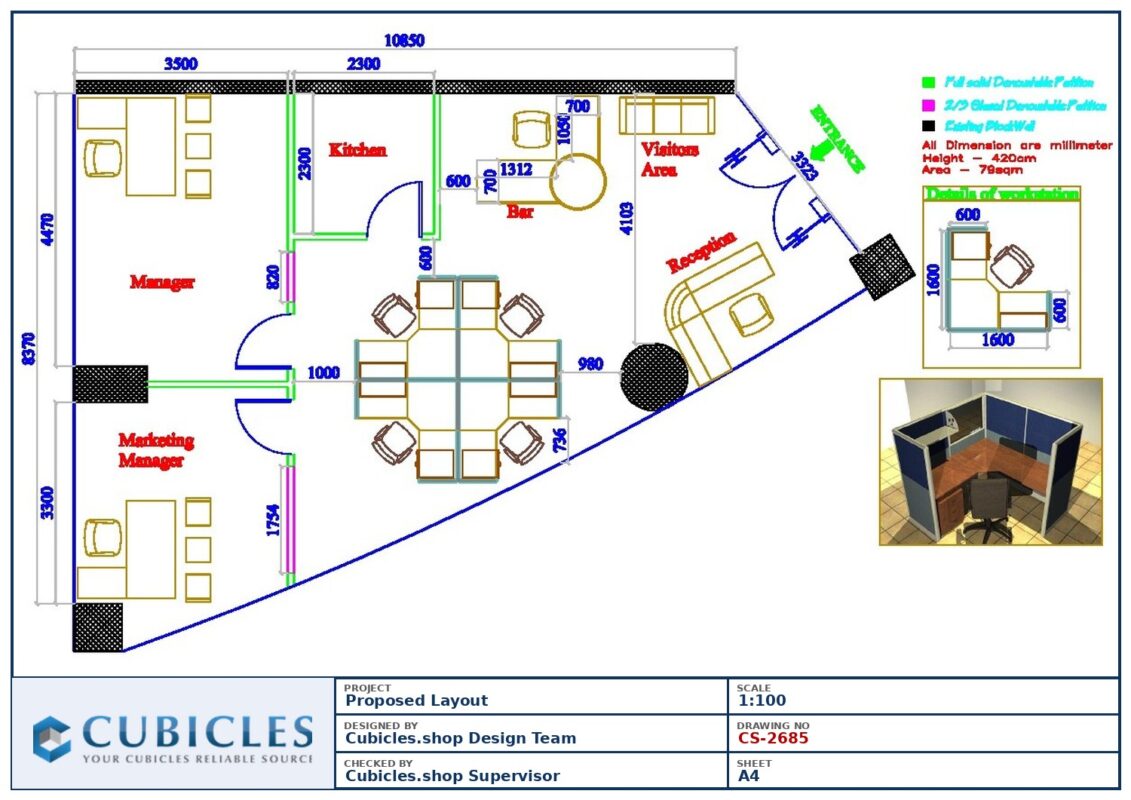 Professional office cubicle layout floor plan CS-2685 by Cubicles.shop