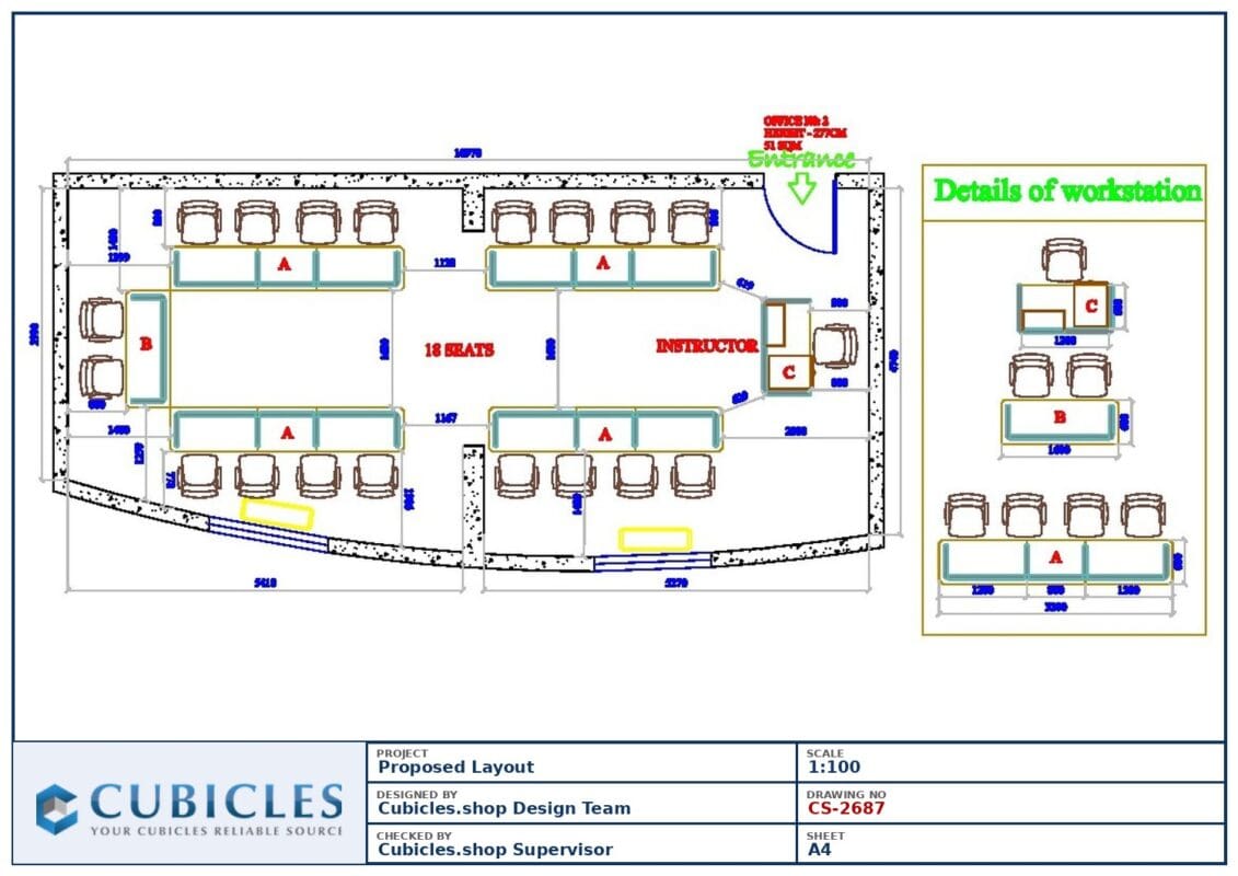 Professional office cubicle layout floor plan CS-2687 by Cubicles.shop