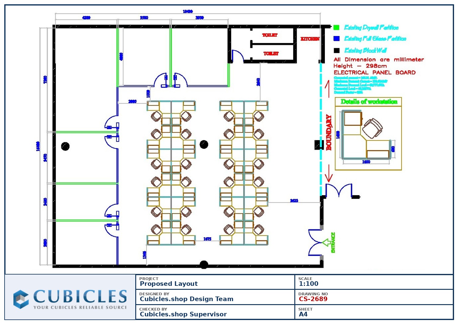 Cubicles-CS-2689 Professional office cubicle layout floor plan CS-2689 by Cubicles.shop