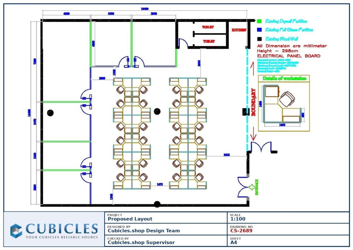 Professional office cubicle layout floor plan CS-2689 by Cubicles.shop
