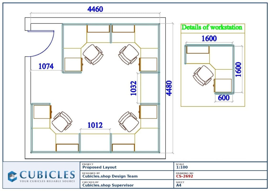 Professional office cubicle layout floor plan CS-2692 by Cubicles.shop