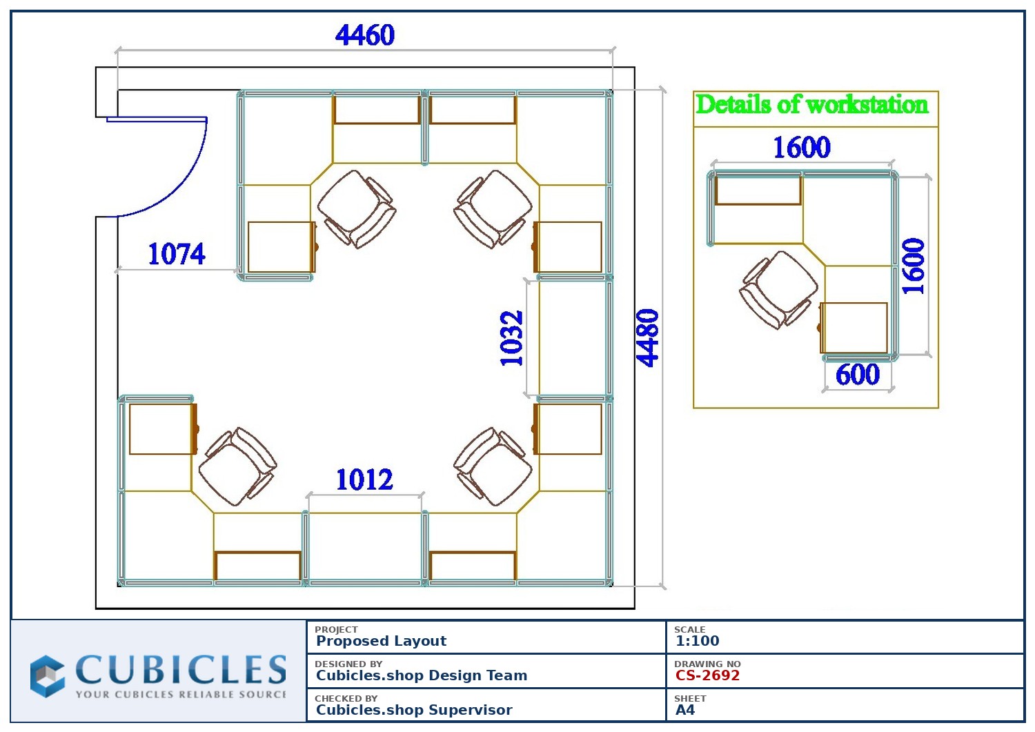 Cubicles-CS-2692 Professional office cubicle layout floor plan CS-2692 by Cubicles.shop