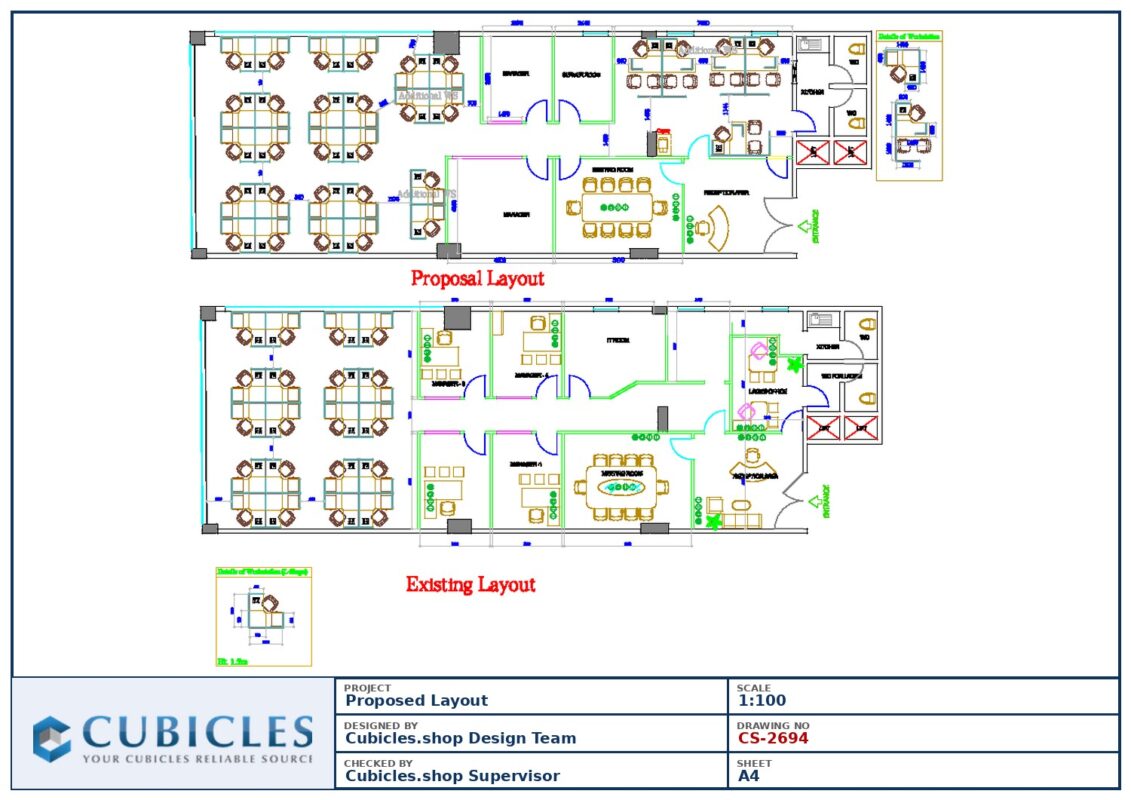 Professional office cubicle layout floor plan CS-2694 by Cubicles.shop