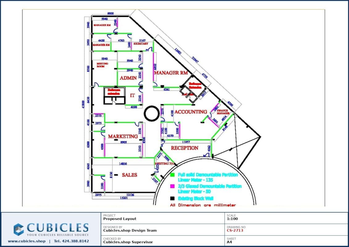 Professional office cubicle layout floor plan CS-2713 by Cubicles.shop