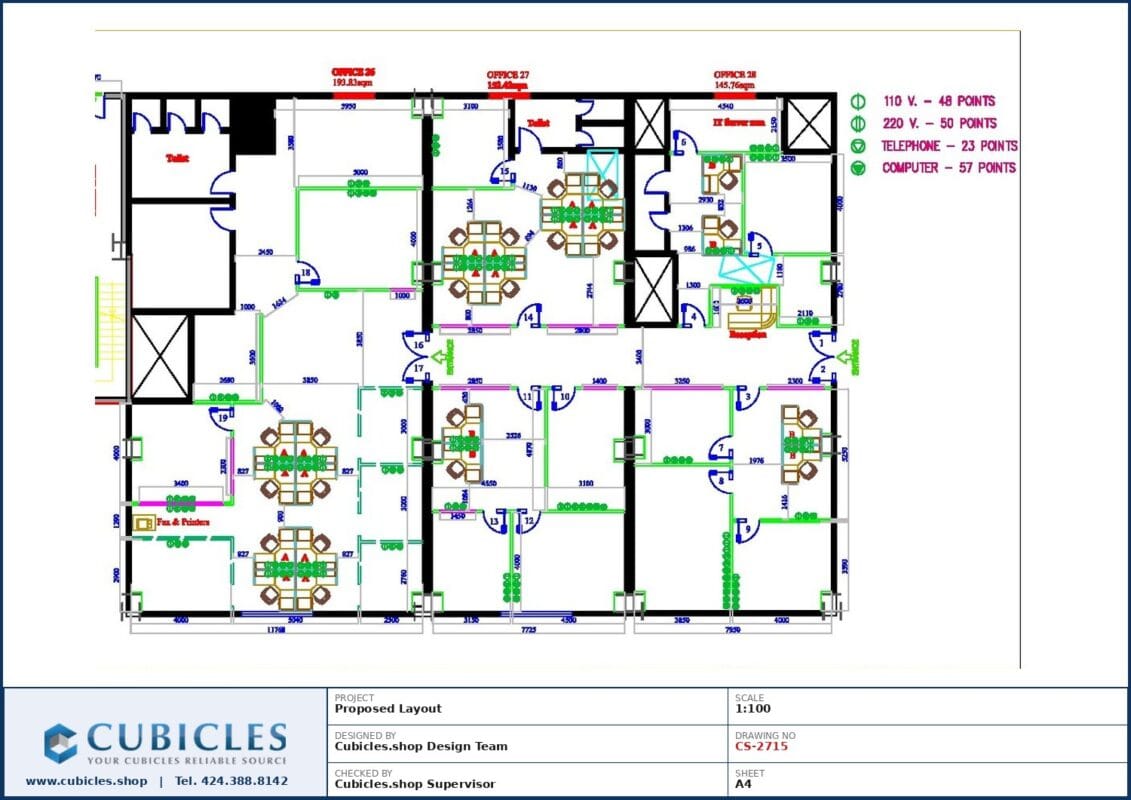 Professional office cubicle layout floor plan CS-2715 by Cubicles.shop