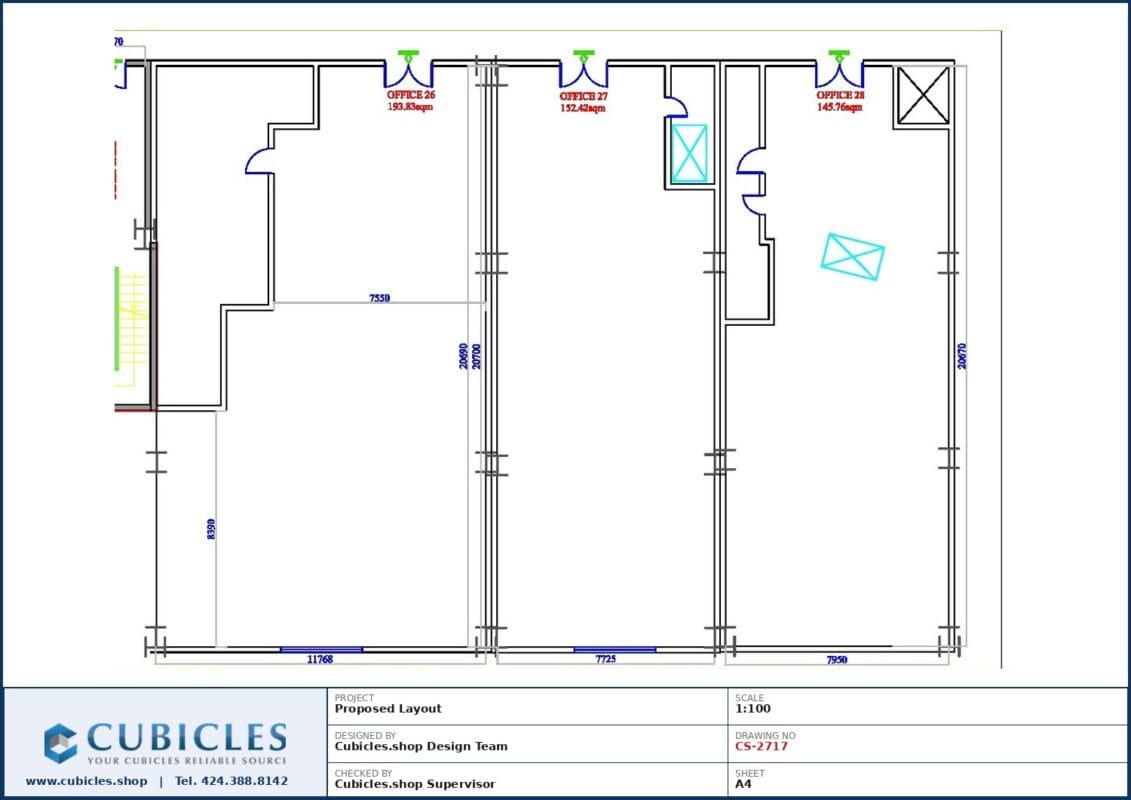 Professional office cubicle layout floor plan CS-2717 by Cubicles.shop