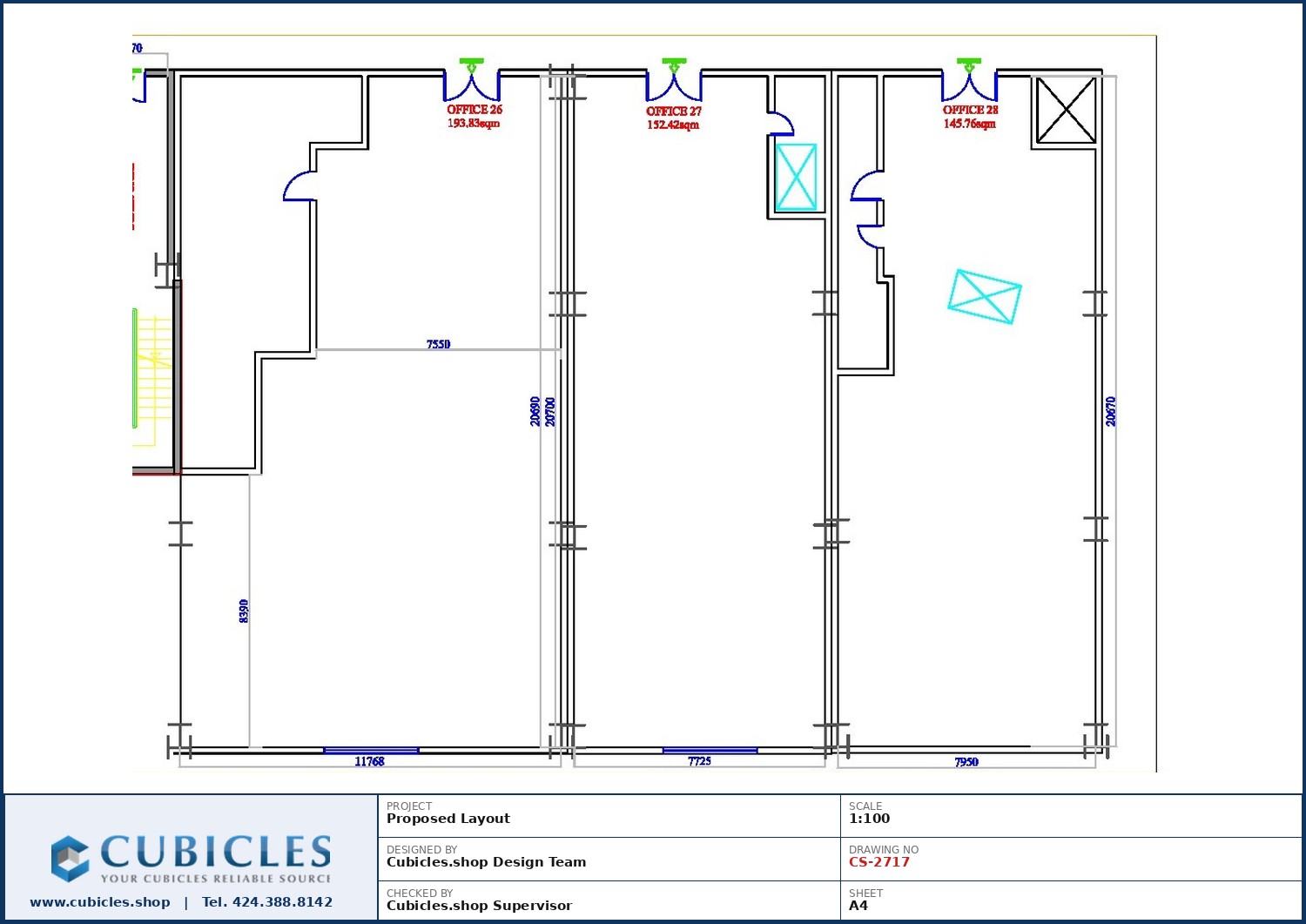 Cubicles-CS-2717 Professional office cubicle layout floor plan CS-2717 by Cubicles.shop