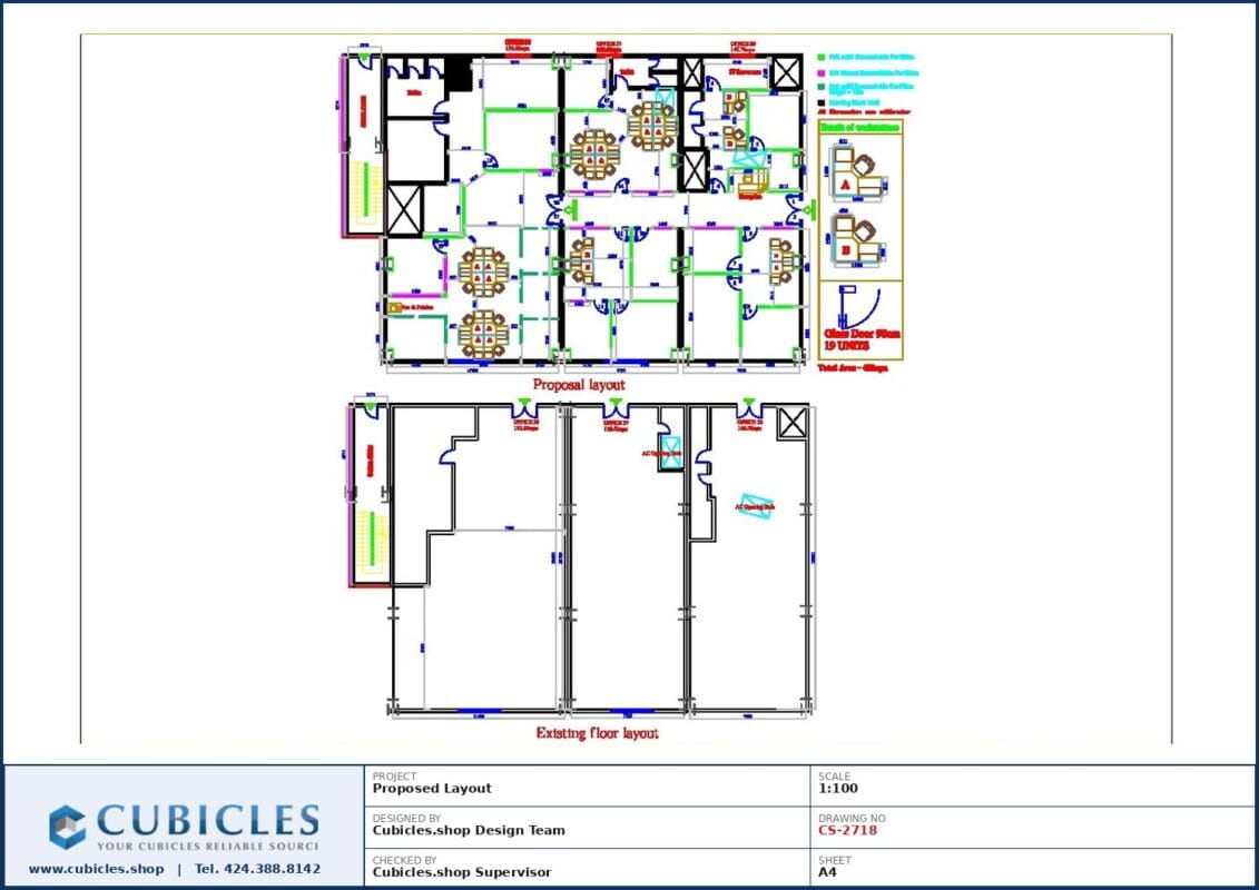 Professional office cubicle layout floor plan CS-2718 by Cubicles.shop
