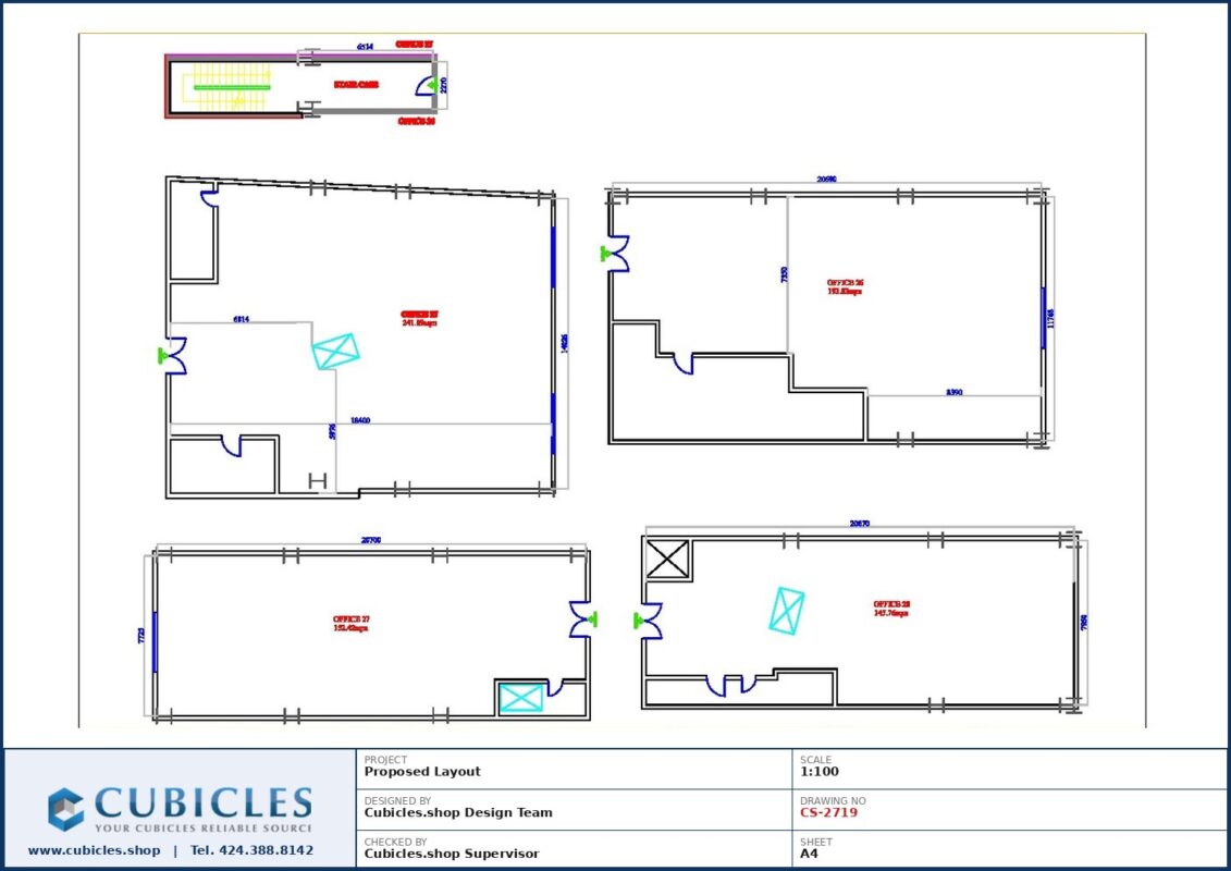 Professional office cubicle layout floor plan CS-2719 by Cubicles.shop