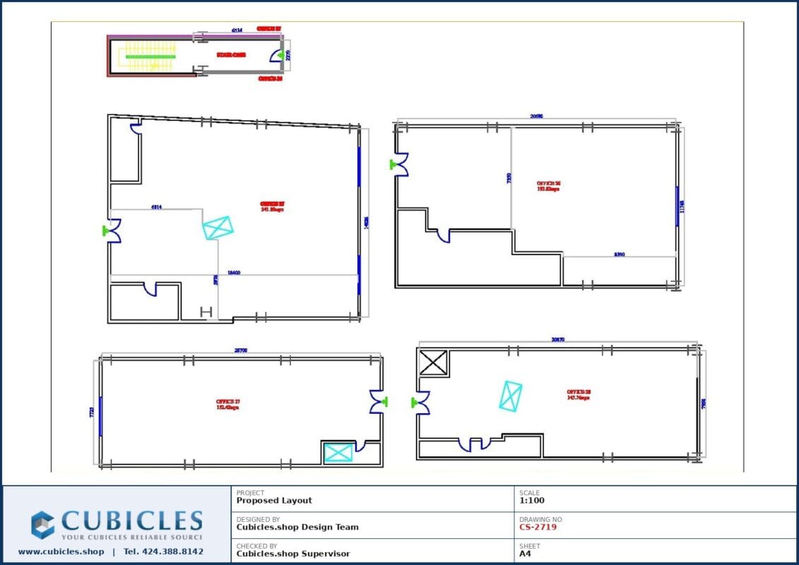 Professional office cubicle layout floor plan CS-2719 by Cubicles.shop
