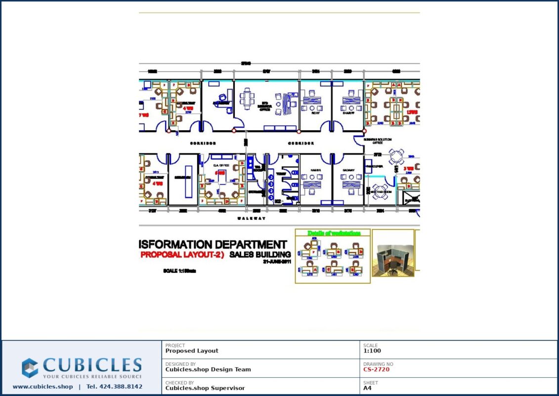 Professional office cubicle layout floor plan CS-2720 by Cubicles.shop