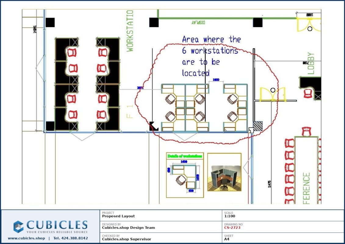 Professional office cubicle layout floor plan CS-2723 by Cubicles.shop