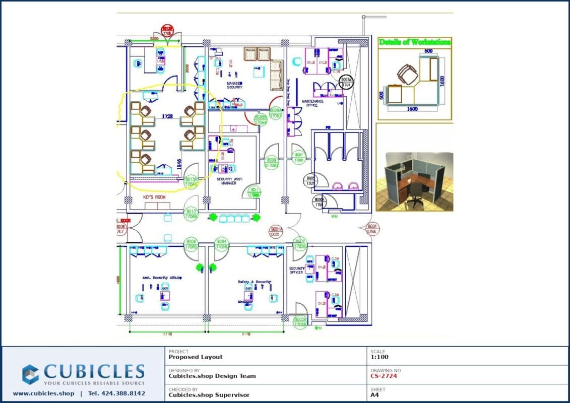 Professional office cubicle layout floor plan CS-2724 by Cubicles.shop