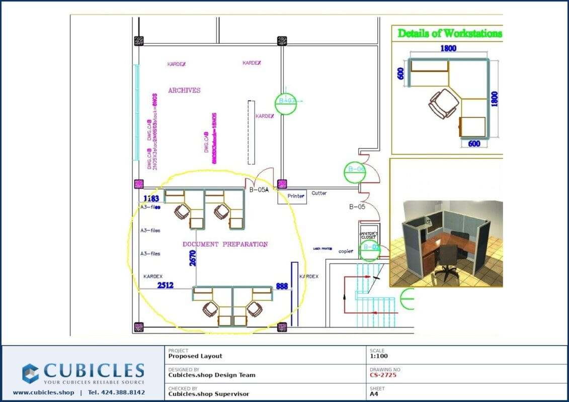 Professional office cubicle layout floor plan CS-2725 by Cubicles.shop