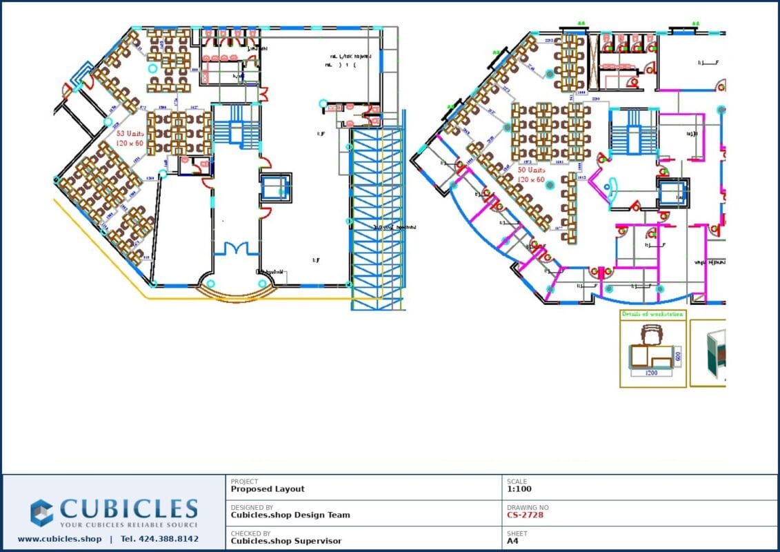 Professional office cubicle layout floor plan CS-2728 by Cubicles.shop